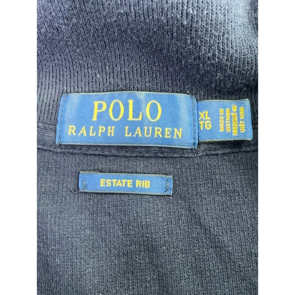 Polo Ralph Lauren Estate Rib 1/4 Zip Long Sleeve Sweater Men 2XL Navy Flesh Pony